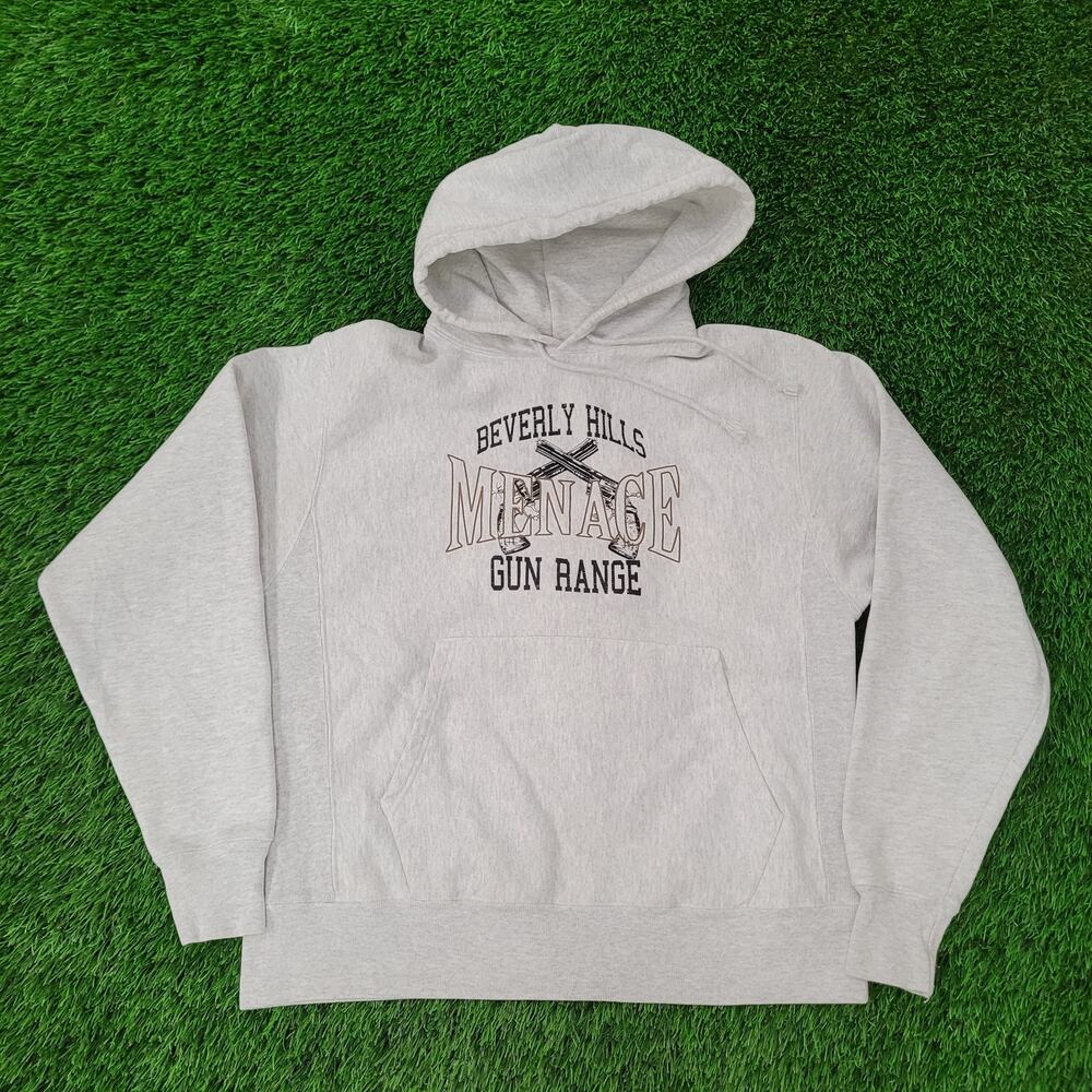 Vintage Beverly Hills Menace Gun Range Hoodie M 23x24 Champion Reverse-Weave